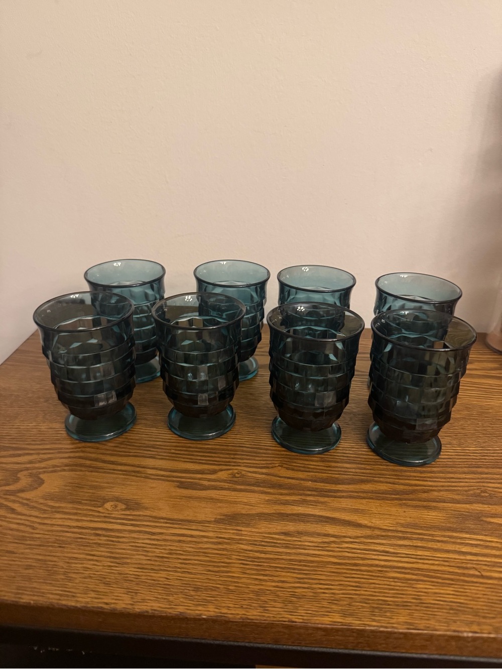 VTG Colony Indiana Glass Whitehall Riviera Blue Footed Tumblers Glasses Set of
8